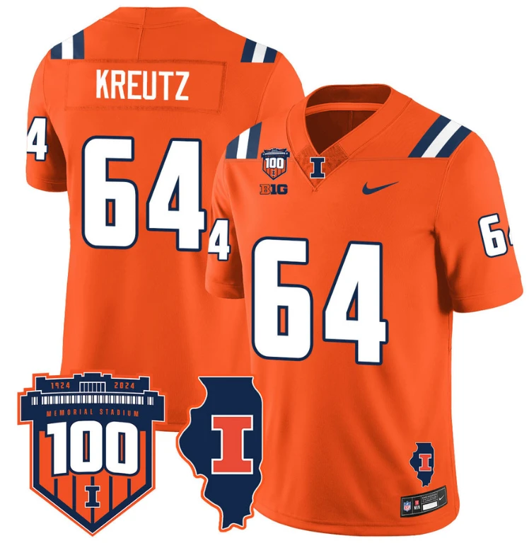 Josh Kreutz Jersey #64 Illinois Fighting Vapor Limited College Football Stitched Orange by My Store