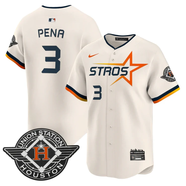 Jeremy Pena Jersey #3 Houston Astros 2025 City Connect Vapor Premier Limited Stitched Cream by My Store