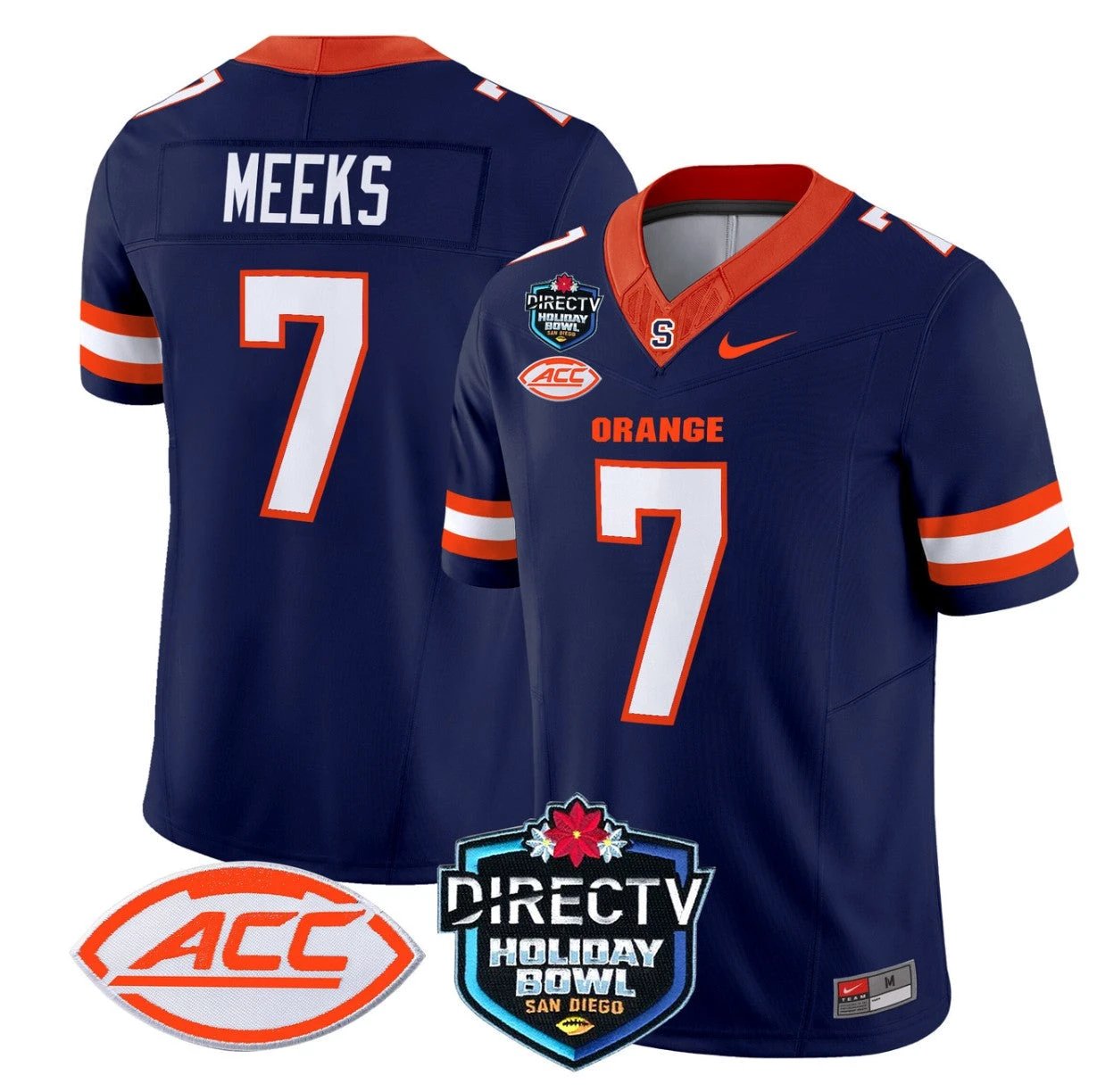 Jackson Meeks Jersey #7 Syracuse Orange 2025 Holiday Bowl Patch Navy by My Store
