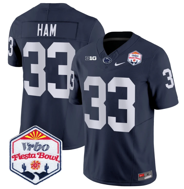 Jack Ham Jersey #33 Penn State 2024 Fiesta Bowl Patch Stitched Navy by NCAA Football Jersey