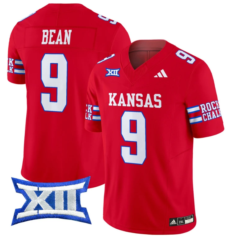 Jason Bean Jersey #9 Kansas Jayhawks 2024 Vapor College Football Vapor Limited Red by My Store
