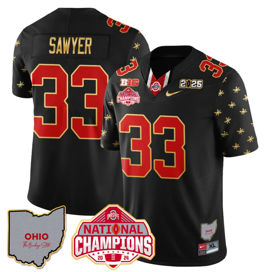 Jack Sawyer Jersey #33 Ohio State National Champions 2025 Patch Black Limited by My Store