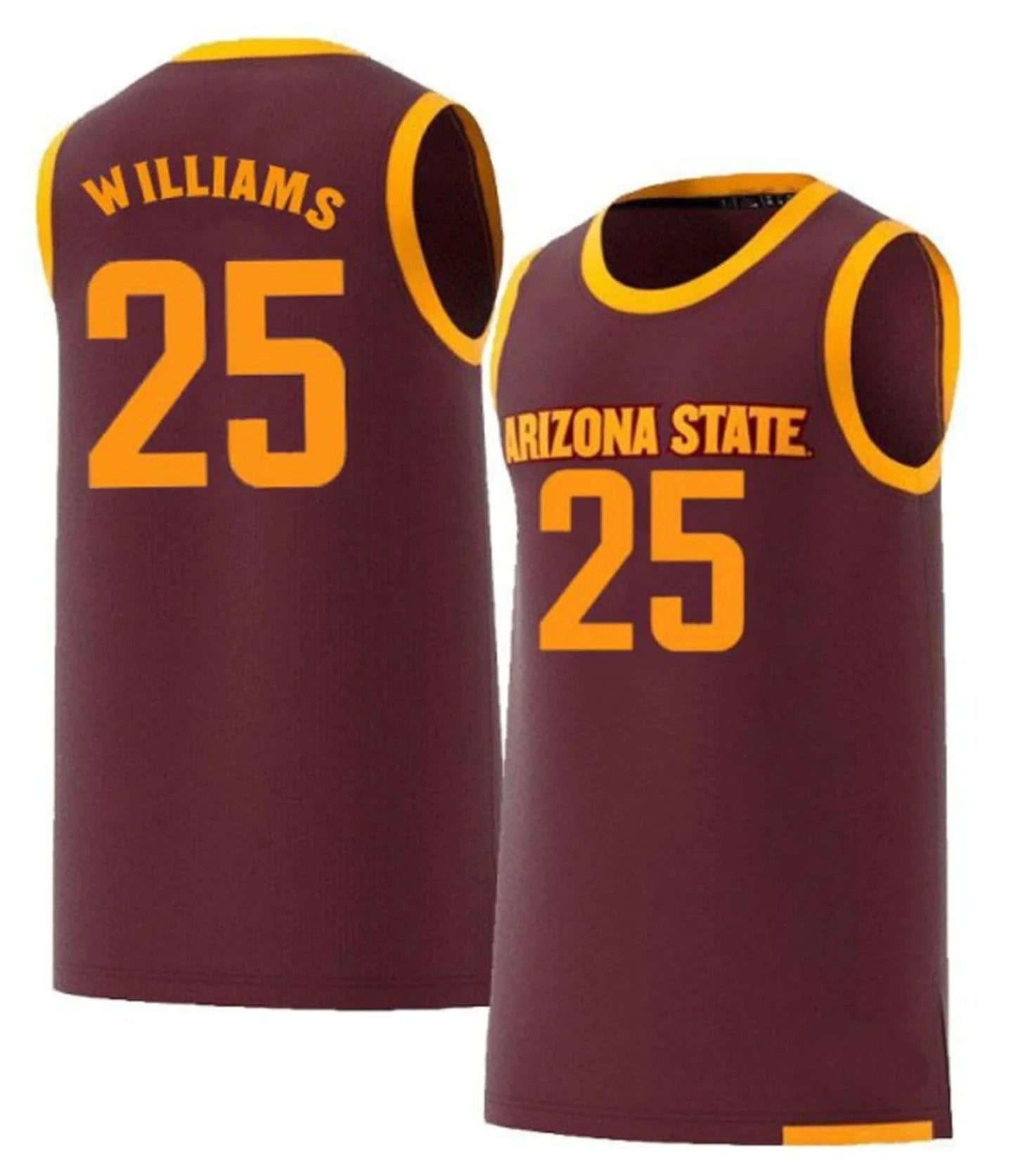 Jordan Williams Jersey Arizona State Sun Devils College Basketball #25 by My store basketball