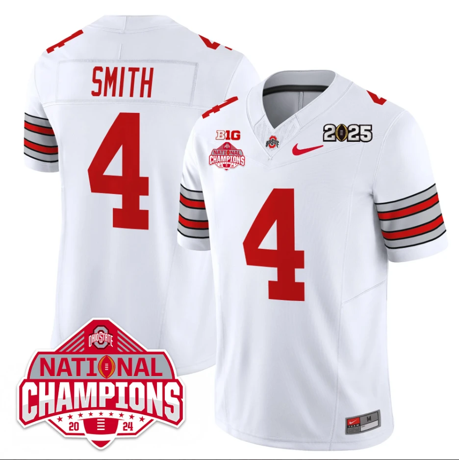 Jeremiah Smith Jersey #4 Ohio State 2025 CFP Patch National Champions by My Store NCAA Football Jerseys