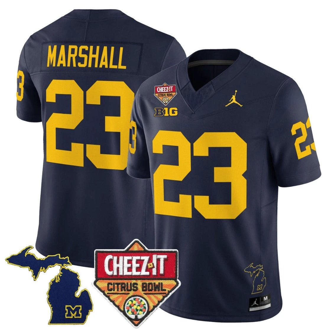Jordan Marshall Jersey #23 Michigan Wolverines 2025 Cheez-It Citrus Bowl by My Store NCAA Football Jerseys