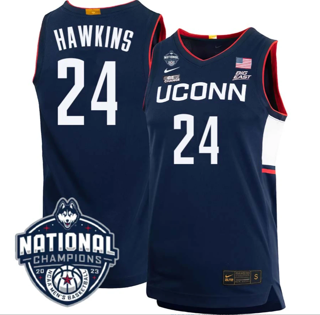 Jordan Hawkins Jersey #24 UConn Huskies 2023 National Champions College Basketball by My store basketball