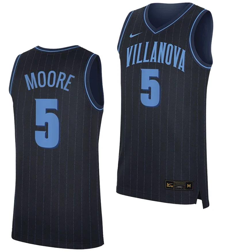 Justin Moore Jersey #5 Villanova Wildcats Replica College Basketball 2023-24 Navy by My store basketball