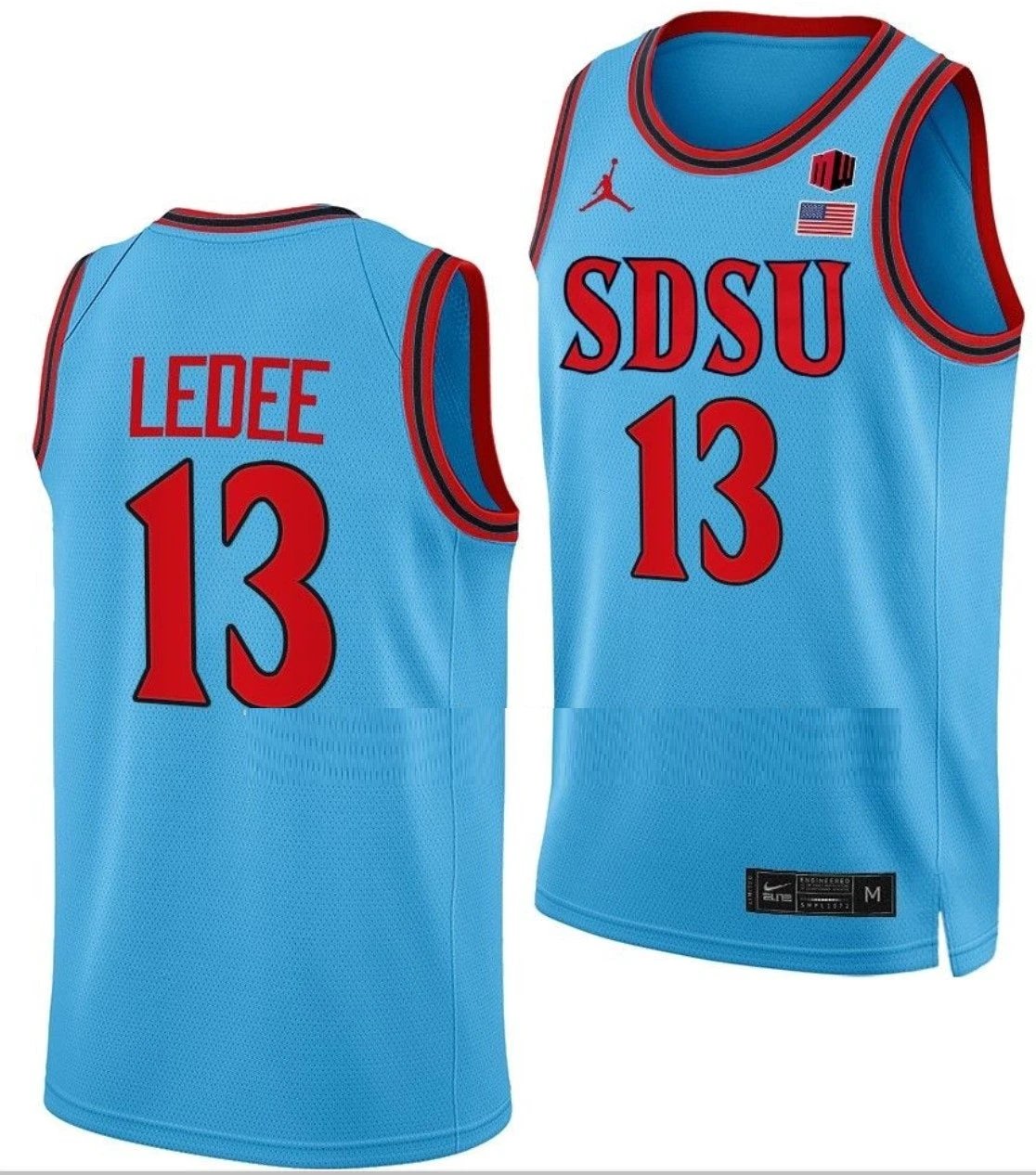 Jaedon LeDee Jersey San Diego State Aztecs College Basketball Blue Alternate #13 by My store basketball