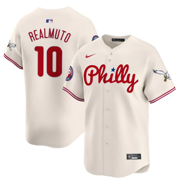 J.T.Realmuto Jersey #10 Phillies and Eagles Vapor Premier Limited Stitched Cream by My Store