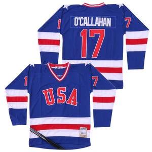 Jack O callahan #17 Team Usa Miracle On Ice Hockey Jersey Blue by Hockey David