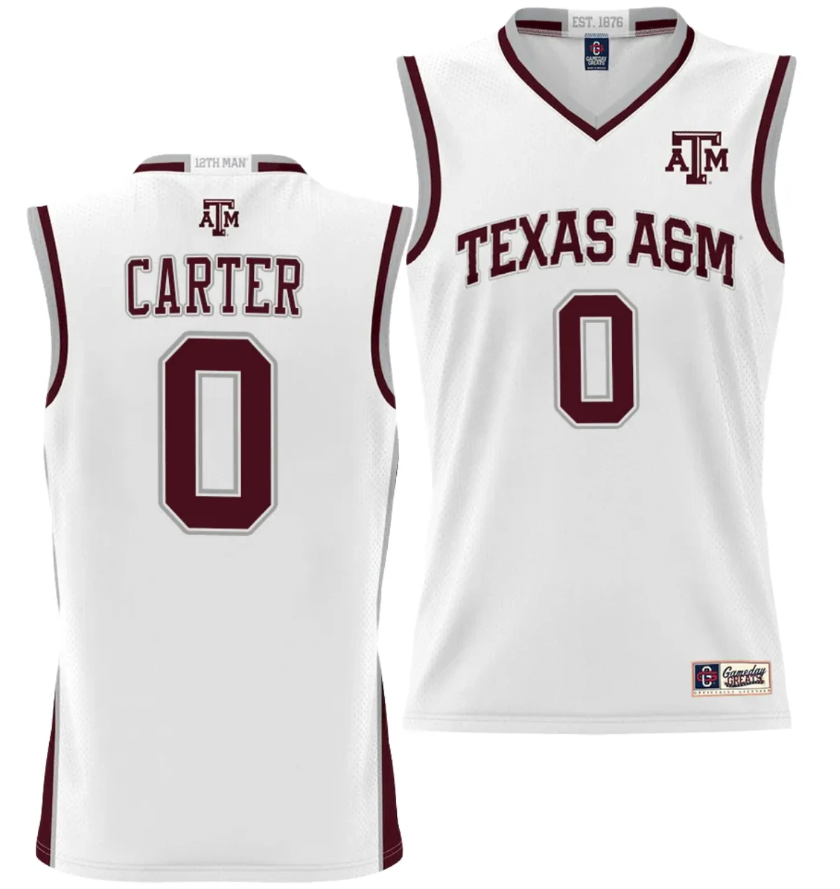 Jace Carter Jersey #0 Texas Aggies NIL College Basketball Jersey Lightweight White by My store basketball