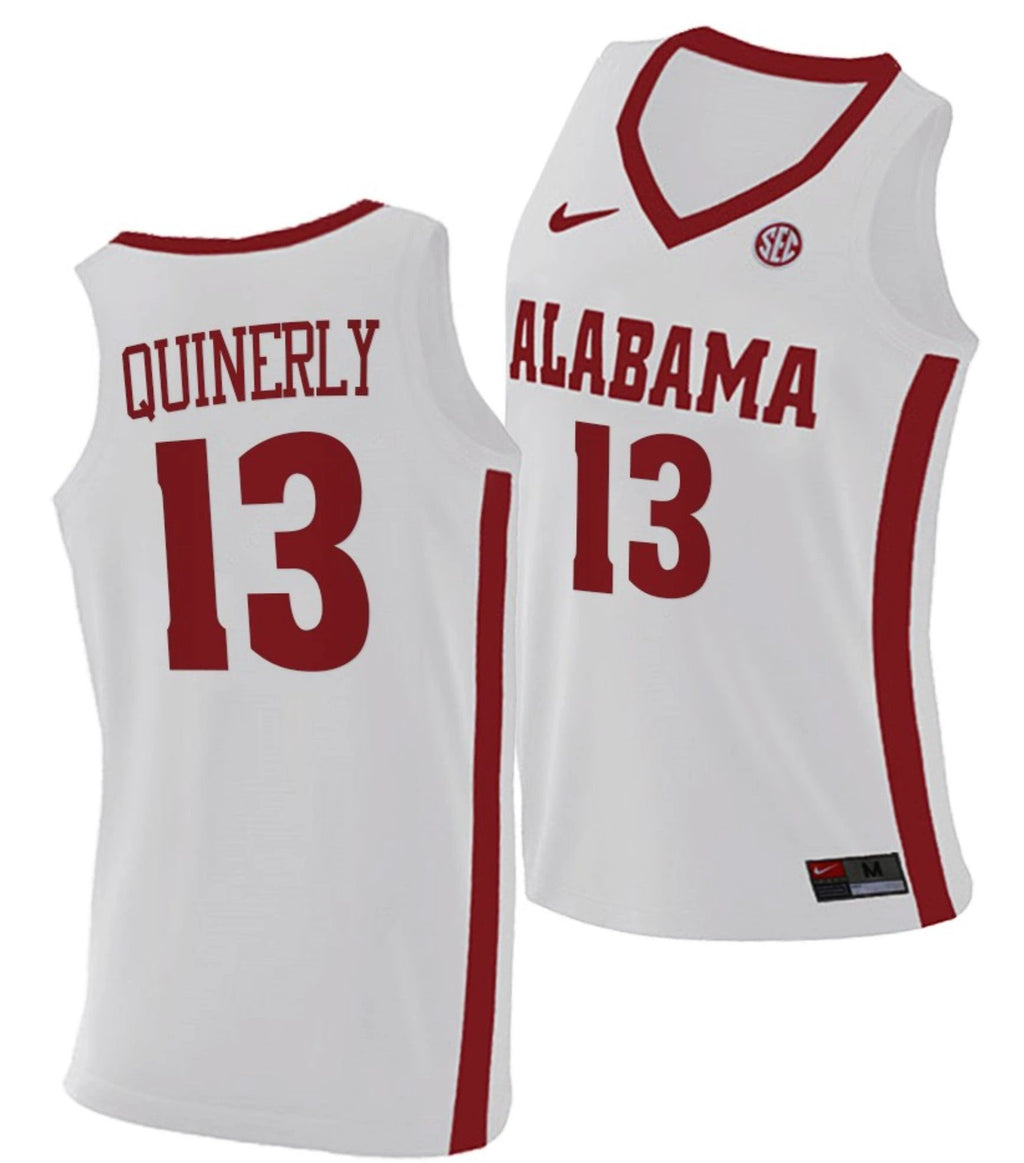 Jahvon Quinerly Jersey Alabama Crimson Tide College Basketball Replica White #13 by My store basketball