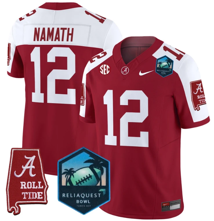 Joe Namath Jersey #12 Alabama Crimson Tide 2025 ReliaQuest Bowl Crimson Alternate by My Store