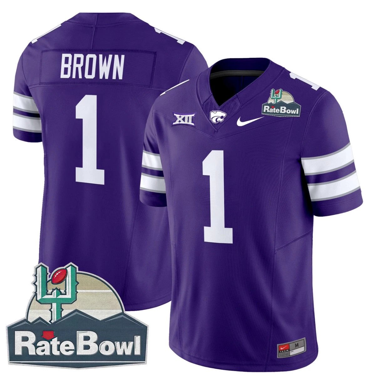 Jayce Brown Jersey #1 Kansas State Wildcats 2025 Rate Bowl Patch Purple by My Store