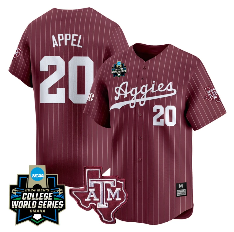 Jackson Appel Jersey #20 Texas AM Aggies 2024 College World Series Vapor Premier Limited NCAA Baseball Stitched Gray by My Store