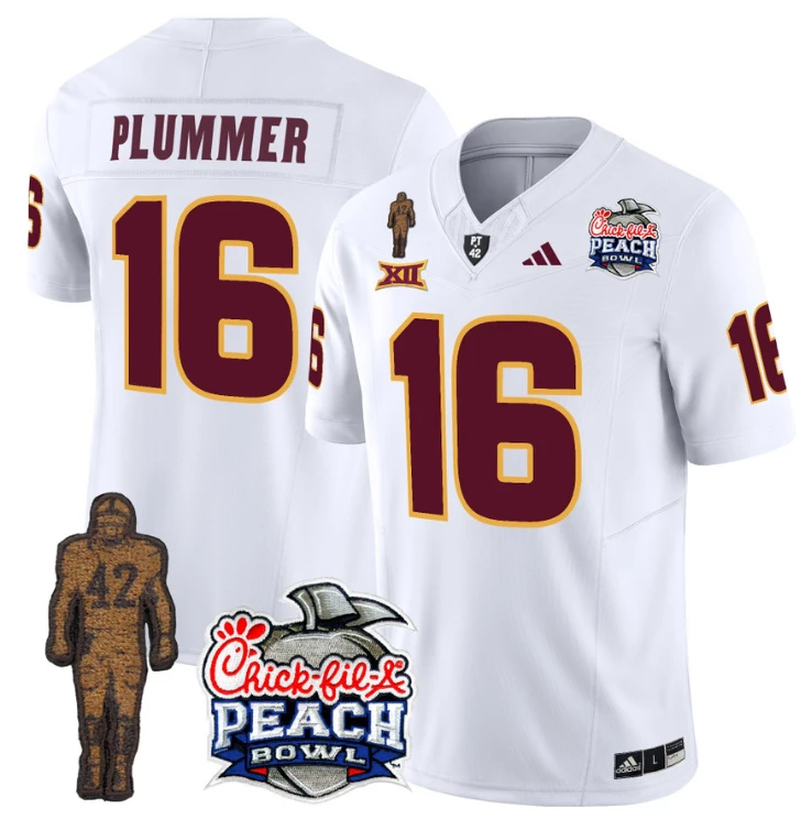 Jake Plummer Jersey #16 Sun Devils Pat Tillman Peach Bowl Patch White by My Store