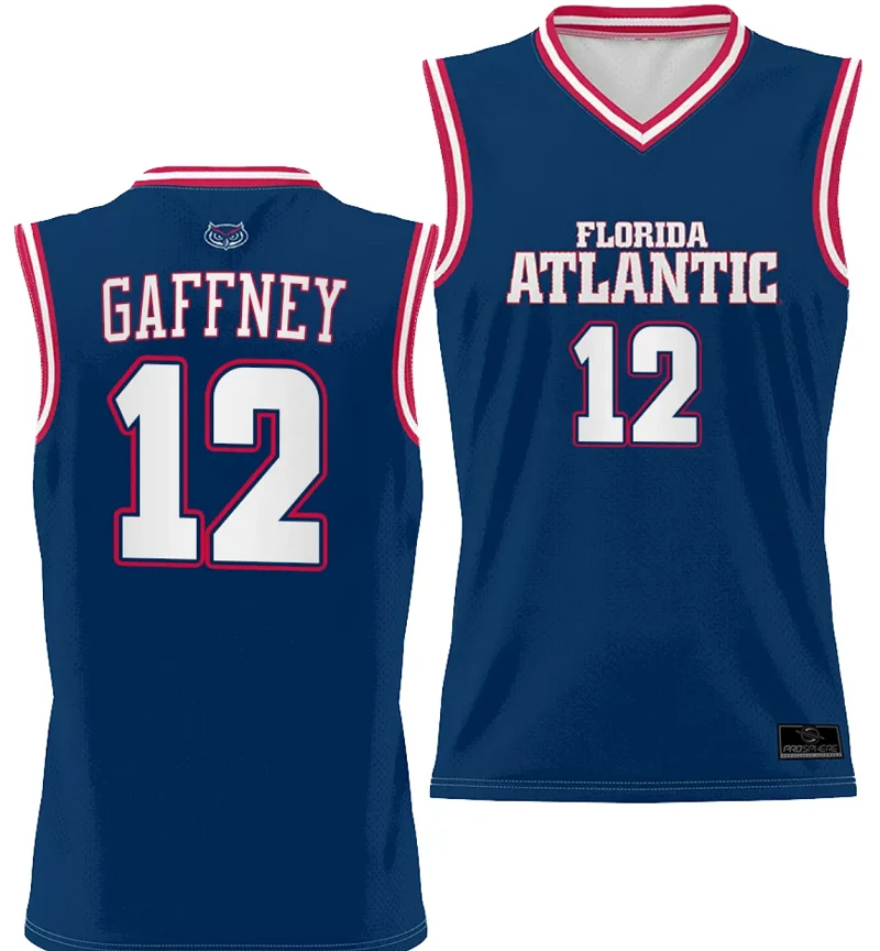 Jalen Gaffney Jersey #12 FAU Owls Full Sublimated Alternate Basketball Navy by My store basketball
