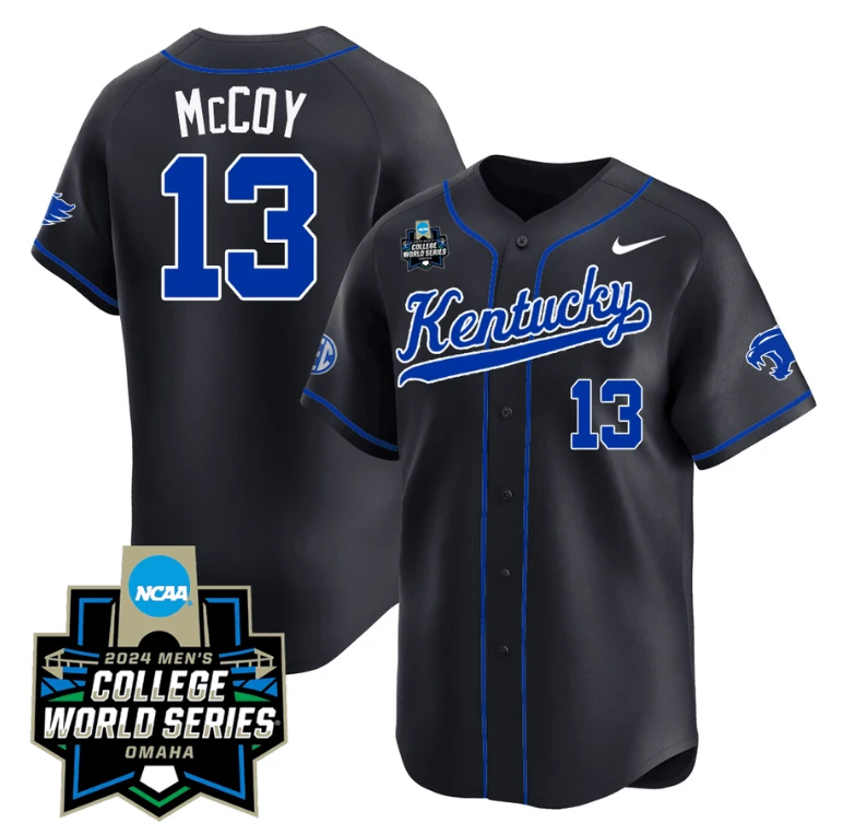 James McCOY Jersey #13 Kentucky Wildcats 2024 College World Series Vapor Premier Limited NCAA Baseball Stitched Black by My Store