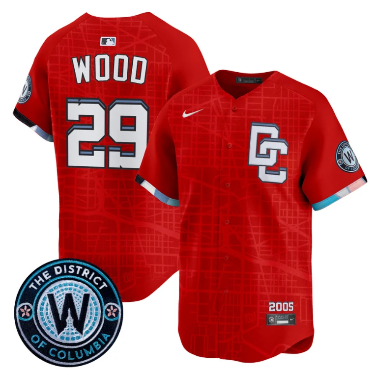 James Wood Jersey #29 Washington Nationals 2025 City Connect Premier Limited Stitched Red by My Store