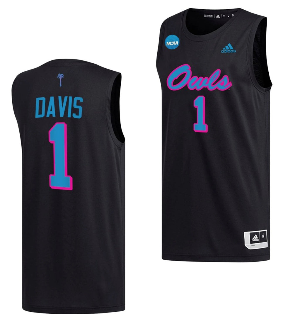 Johnell Davis Jersey FAU Owls College Basketball 2023 NCAA March Madness Black #1 by My store basketball