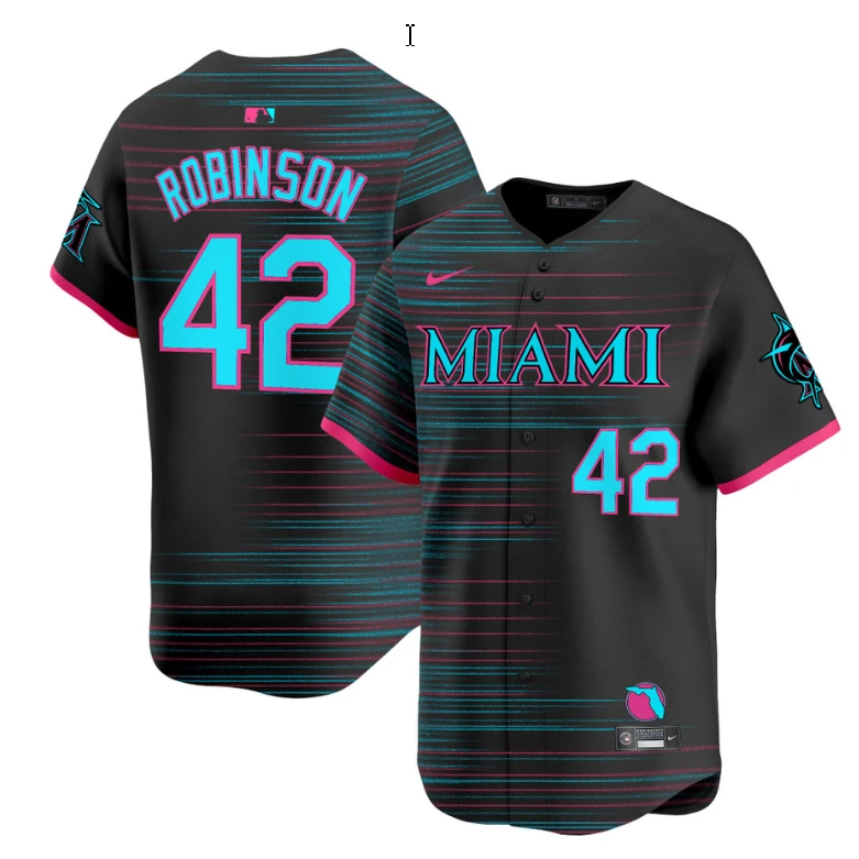 Jackie Robinson Jersey #42 Miami Marlins 2025 City Connect Vapor Premier Limited Stitched by My Store