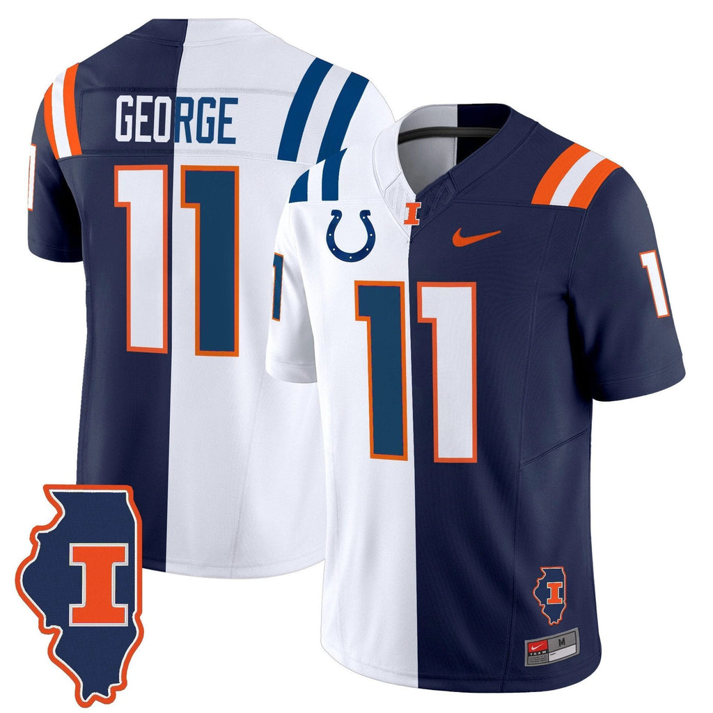 Jeff George Jersey #11 Illinois Fighting Illini Split Vapor Limited Stitched by My Store NCAA Football Jerseys