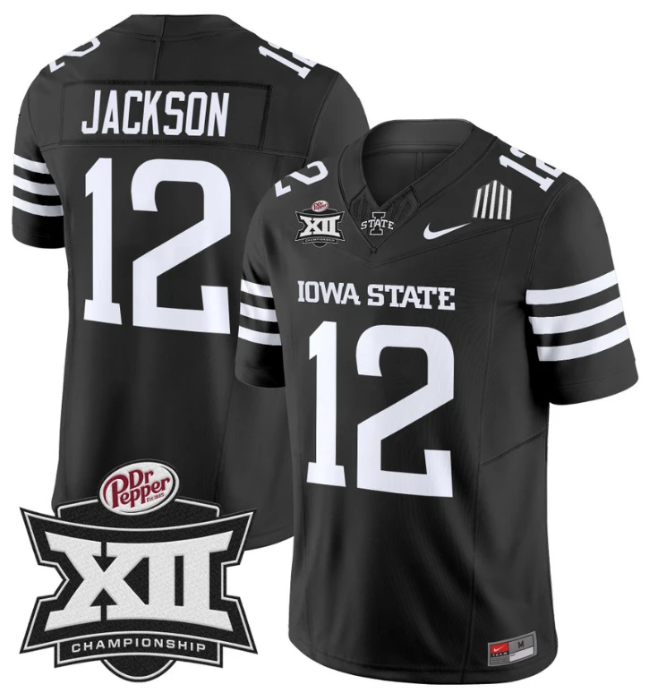 Jaylon Jackson Jersey #12 Iowa State 2024 Championship Patch Vapor Black by My Store