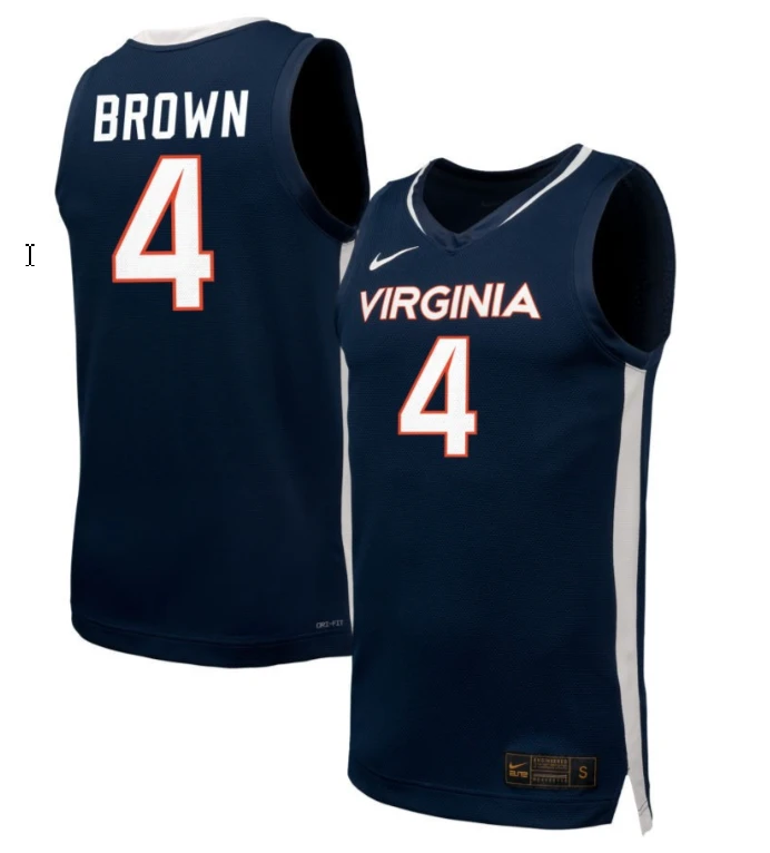 Jillian Brown Jersey #4 Virginia Cavaliers NIL Basketball Navy by My store basketball