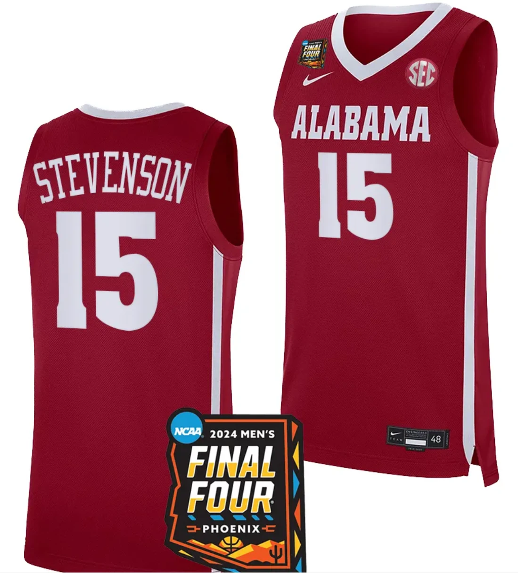Jarin Stevenson Jersey #15 Alabama Crimson Tide 2024 NCAA March Madness Final Four Basketball Crimson by My store basketball