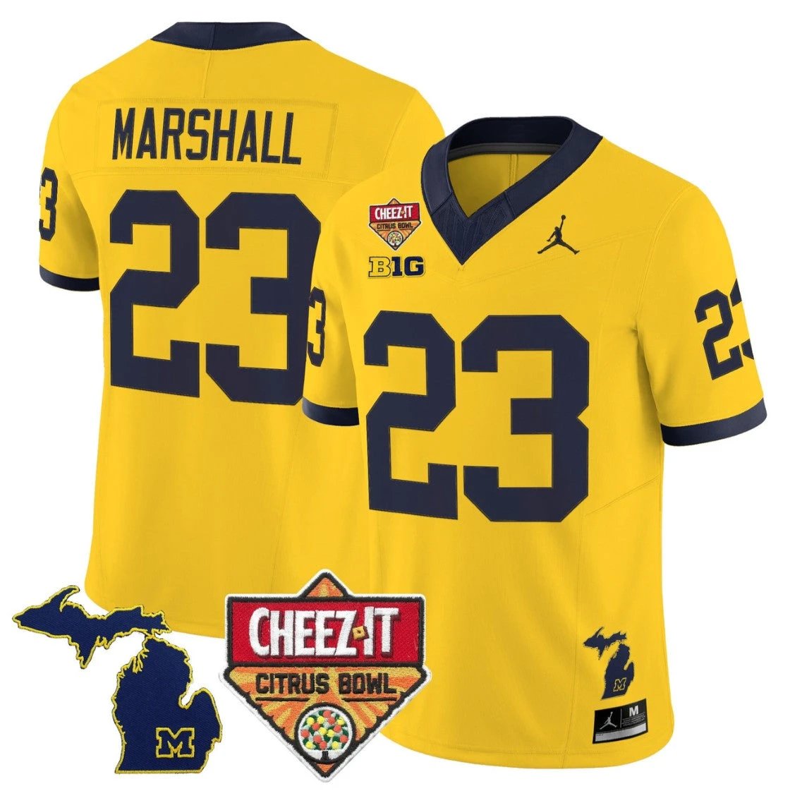 Jordan Marshall Jersey #23 Michigan Wolverines 2025 Cheez-It Citrus Bowl by My Store NCAA Football Jerseys