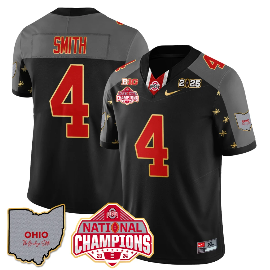 Jeremiah Smith Jersey #4 Ohio State National Champions 2025 Patch Black Special by My Store