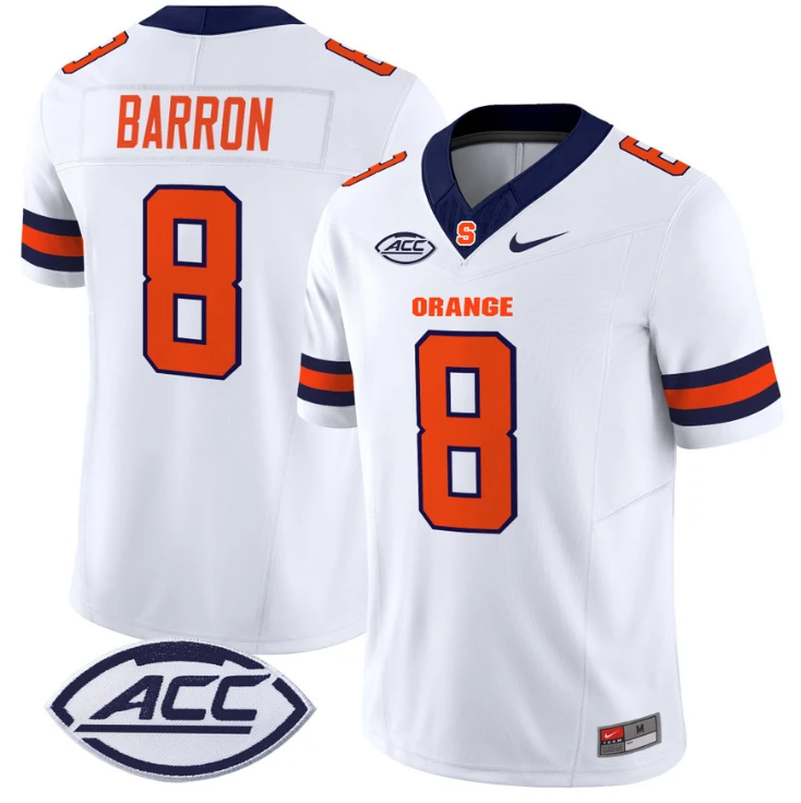 Justin Barron Jersey #8 Syracuse Orange Vapor Limited College Football White by My Store