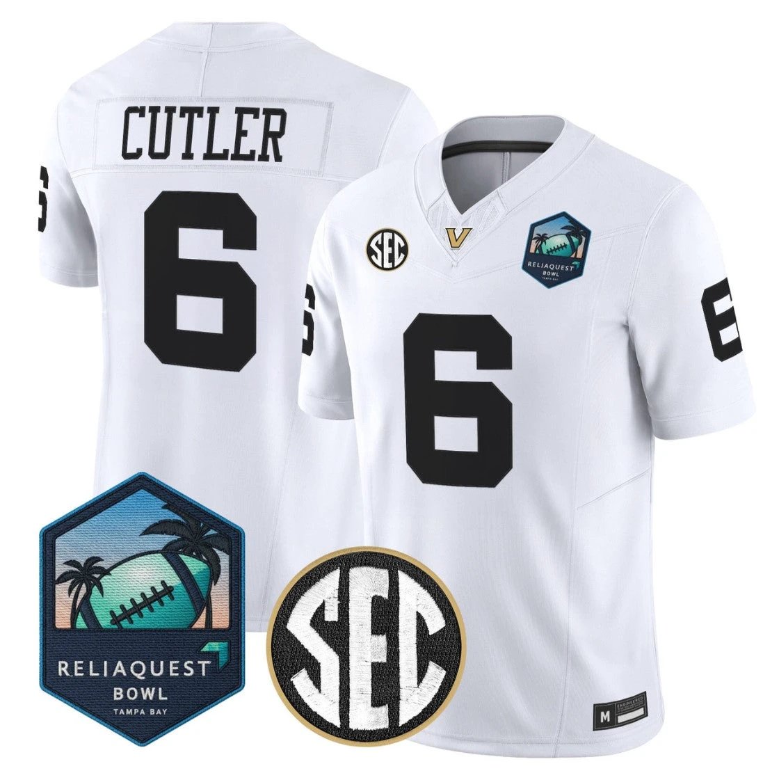 Jay Cutler Jersey #6 Vanderbilt Commodores 2025 ReliaQuest Bowl Stitched by My Store NCAA Football Jerseys