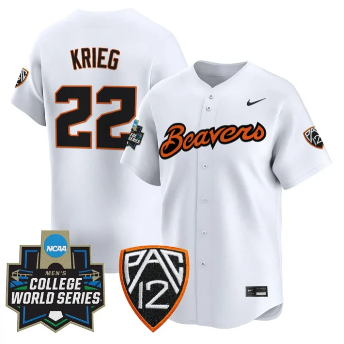 Jacob Krieg Jersey #22 Oregon State Beavers 2025 World Series Stitched White by My Store