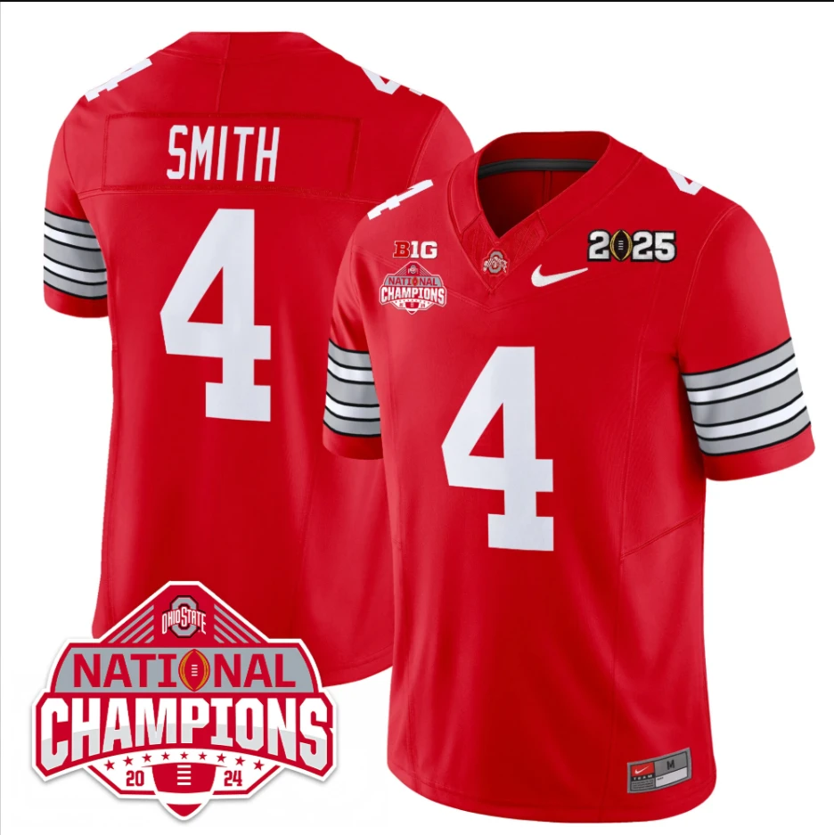 Jeremiah Smith Jersey #4 Ohio State 2025 CFP Patch National Champions by My Store NCAA Football Jerseys