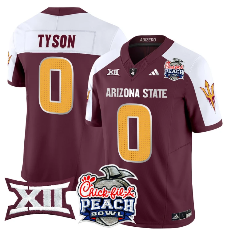 Jordyn Tyson Jersey #0 Arizona State Sun Devils 2025 Peach Bowl Maroon Alternate by My Store