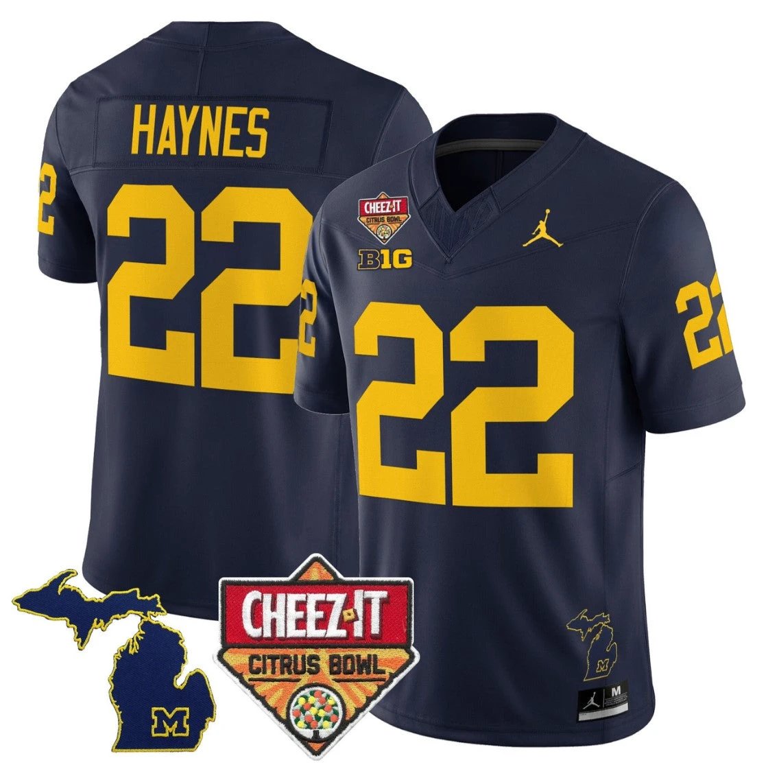 Justice Haynes Jersey #22 Michigan Wolverines 2025 Cheez-It Citrus Bowl by My Store NCAA Football Jerseys