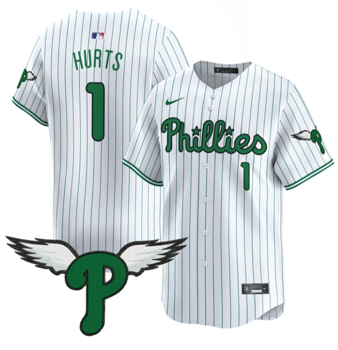 Jalen Hurts Jersey #1 Philadelphia Phillies 2025 Vapor Premier Limited Stitched Pinstripe by My Store