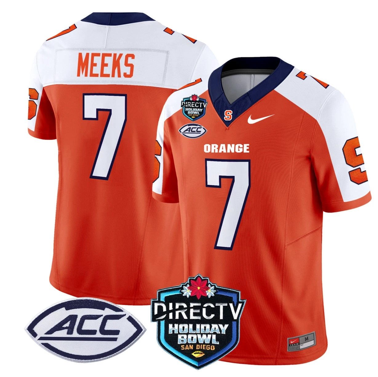 Jackson Meeks Jersey #7 Syracuse Orange 2025 Holiday Bowl Patch Orange Alternate by My Store