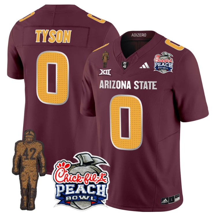 Jordyn Tyson Jersey #0 Arizona State Peach Bowl Patch Football V2 Maroon by My Store