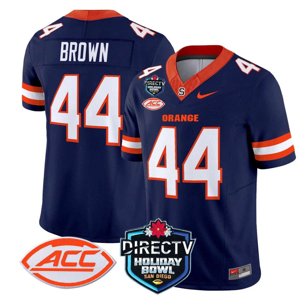 Jim Brown Jersey #44 Syracuse Orange 2025 Holiday Bowl Patch Navy by My Store
