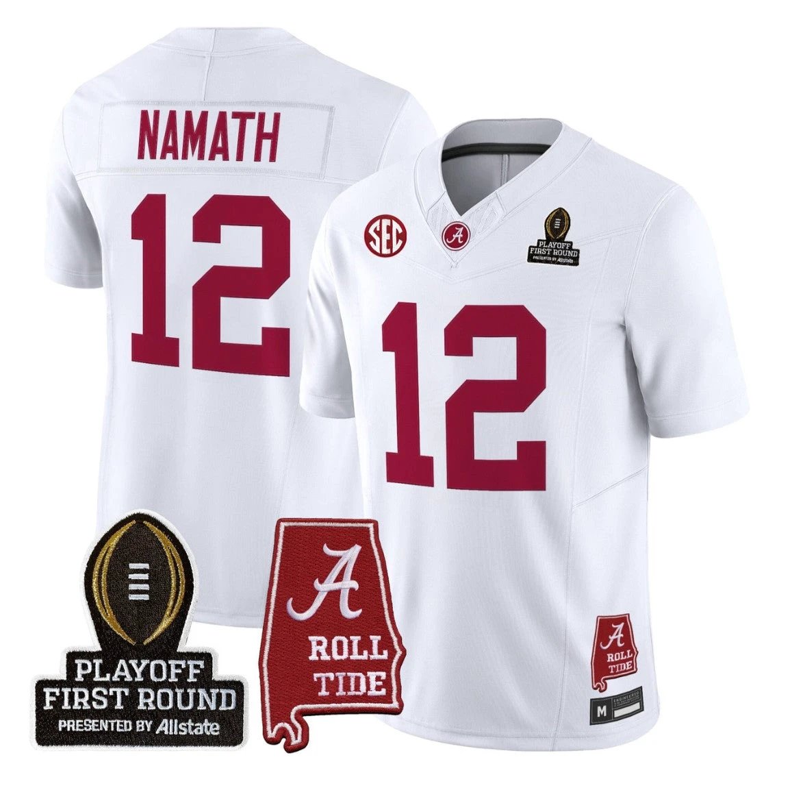 Joe Namath Jersey #12 Alabama Crimson 2025 Playoff First Round Stitched by My Store NCAA Football Jerseys