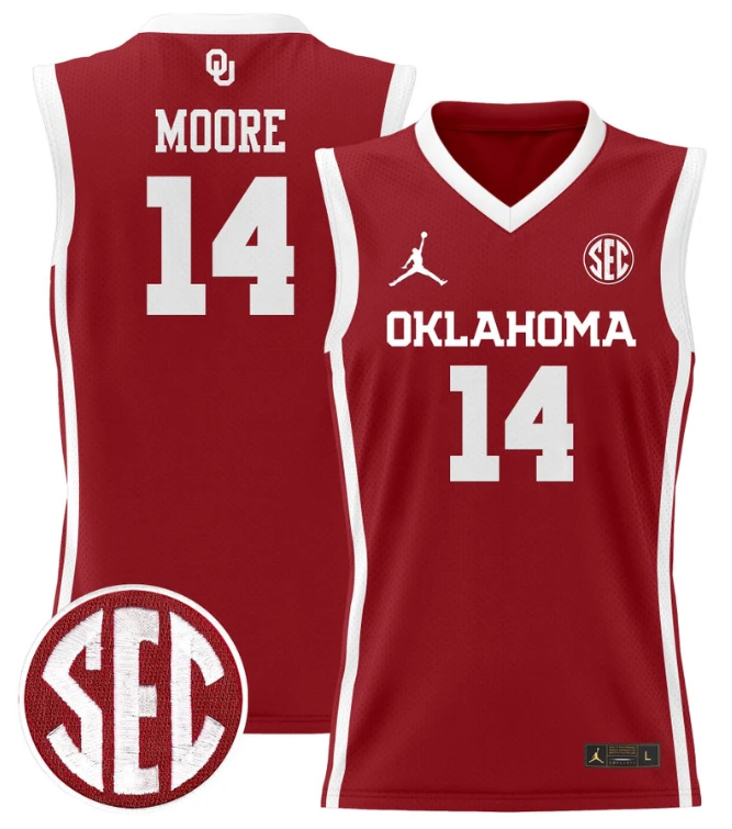 Jalon Moore Jersey #14 Oklahoma Sooners 2024 Lightweight Basketball Crimson by My store basketball