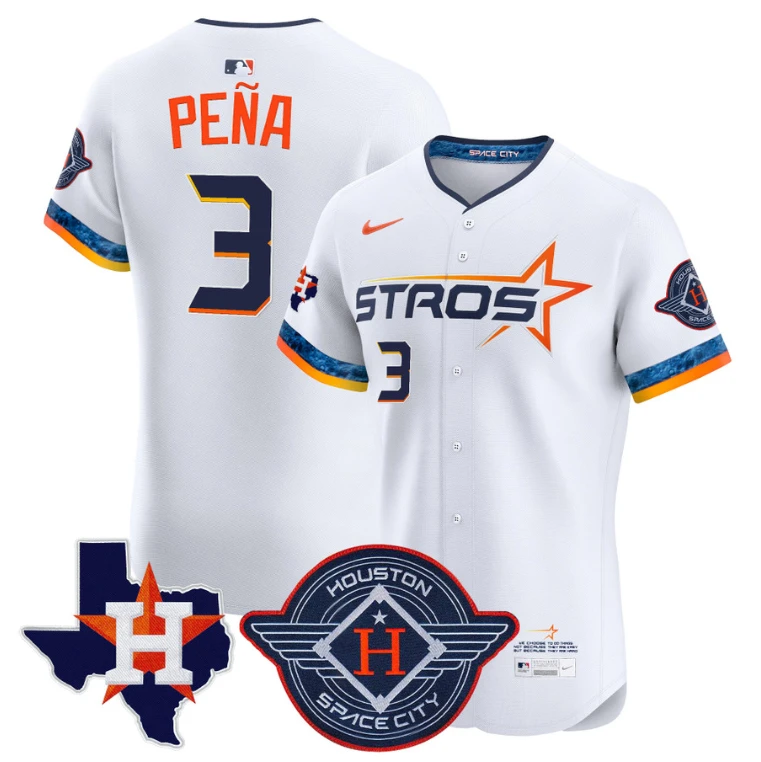 Jeremy Pena Jersey #3 Houston Astros 2025 City Connect Texas Patch Premier Elite Stitched White by My Store