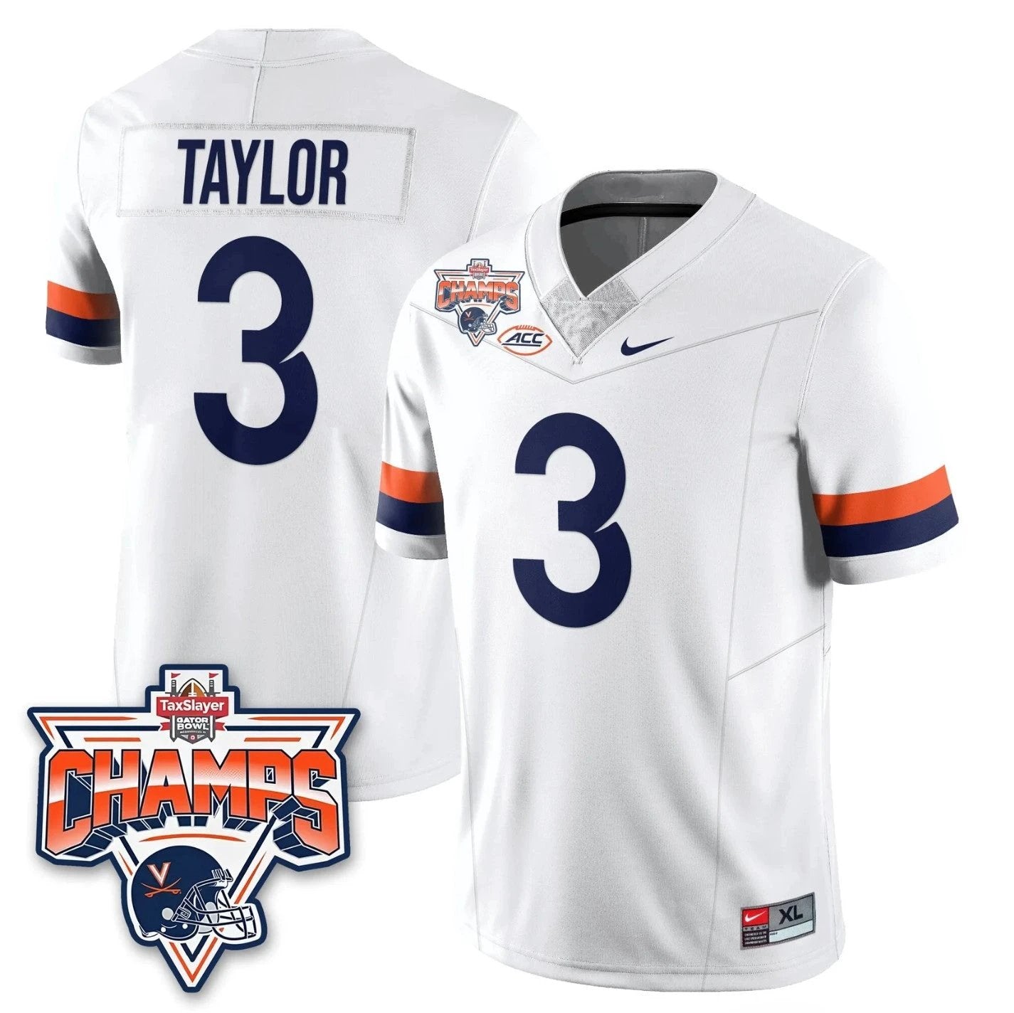 J'Mari Taylor Jersey #3 Virginia Cavaliers 2025 Gator Bowl Champions Stitched by My Store NCAA Football Jerseys