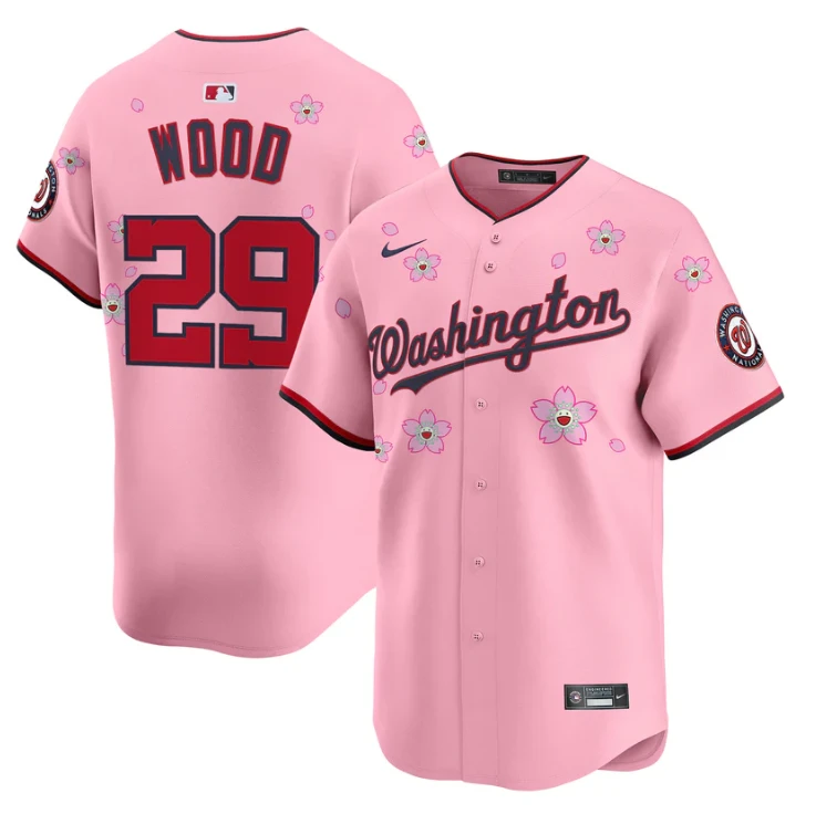 James Wood Jersey #29 Washington Nationals Cherry Blossom Vapor Premier Limited Stitched by My Store
