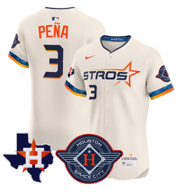 Jeremy Pena Jersey #3 Houston Astros 2025 City Connect Texas Patch Premier Elite Stitched Cream by My Store