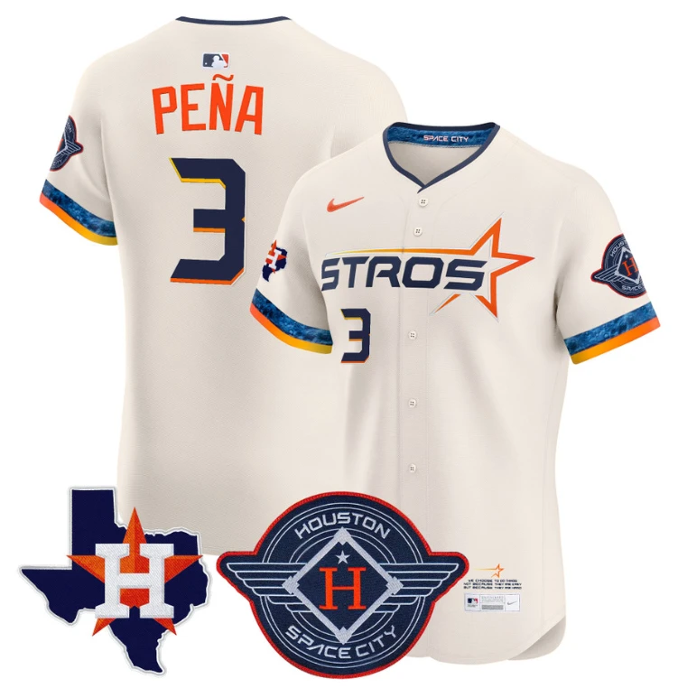 Jeremy Pena Jersey #3 Houston Astros 2025 City Connect Texas Patch Premier Elite Stitched Cream by My Store
