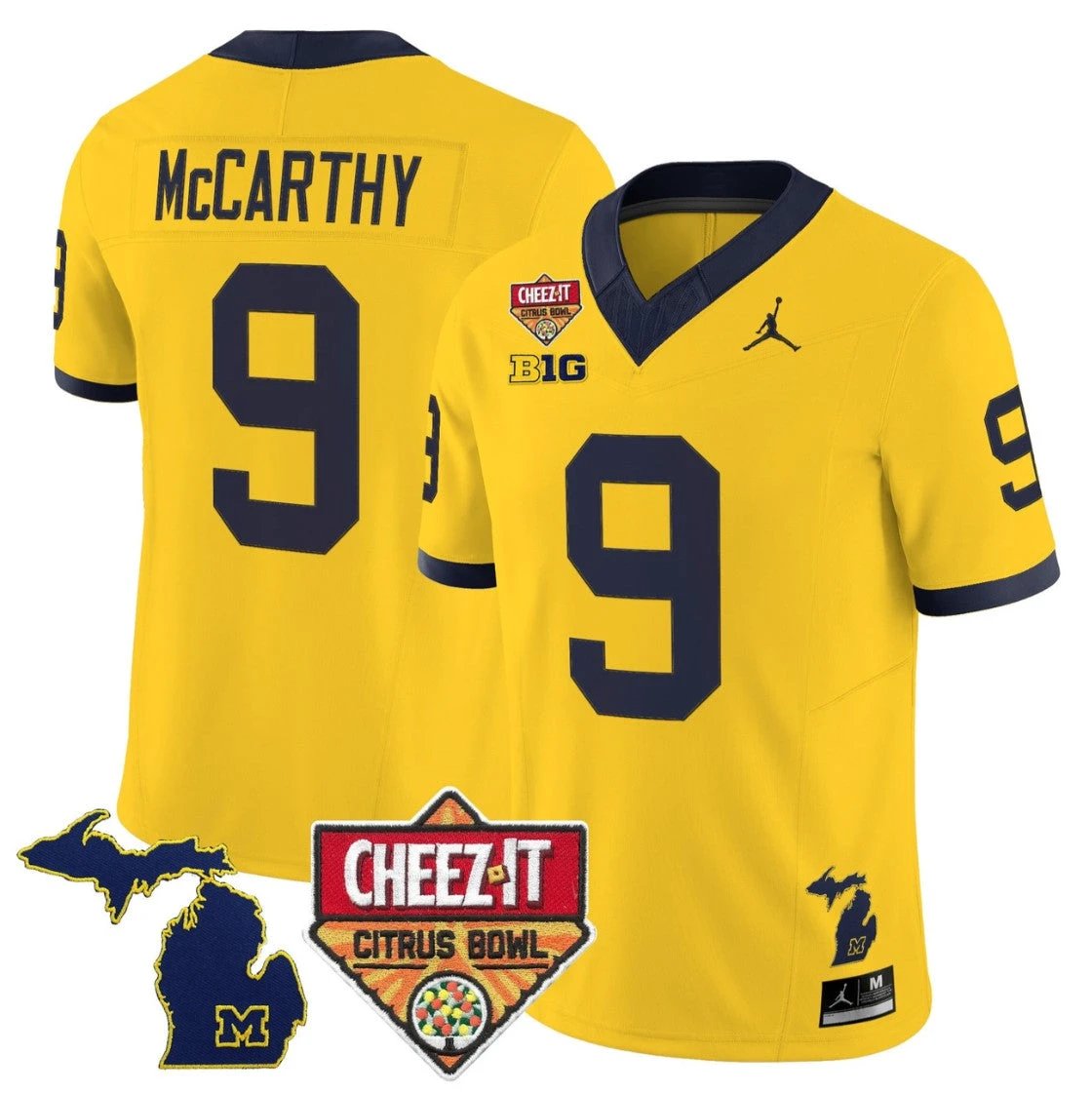 J.J. McCarthy Jersey #9 Michigan Wolverines 2025 Cheez-It Citrus Bowl by My Store NCAA Football Jerseys