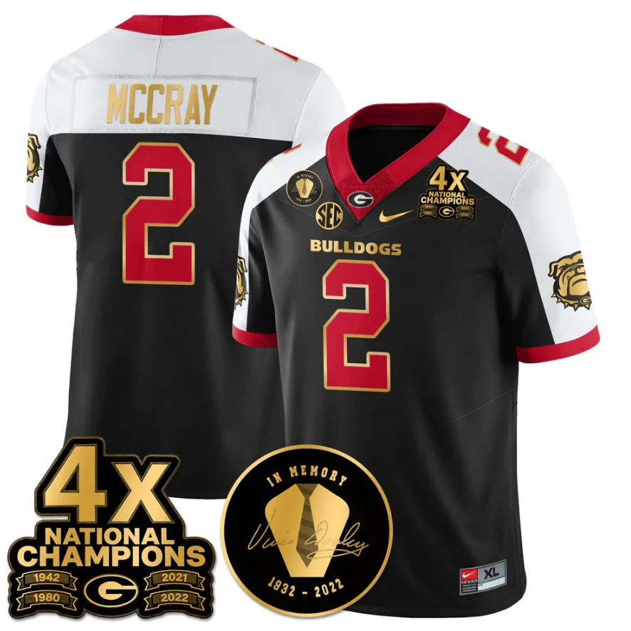 Josh McCray Jersey #2 Georgia Bulldogs 4x-Time National Champions Stitched by My Store NCAA Football Jerseys